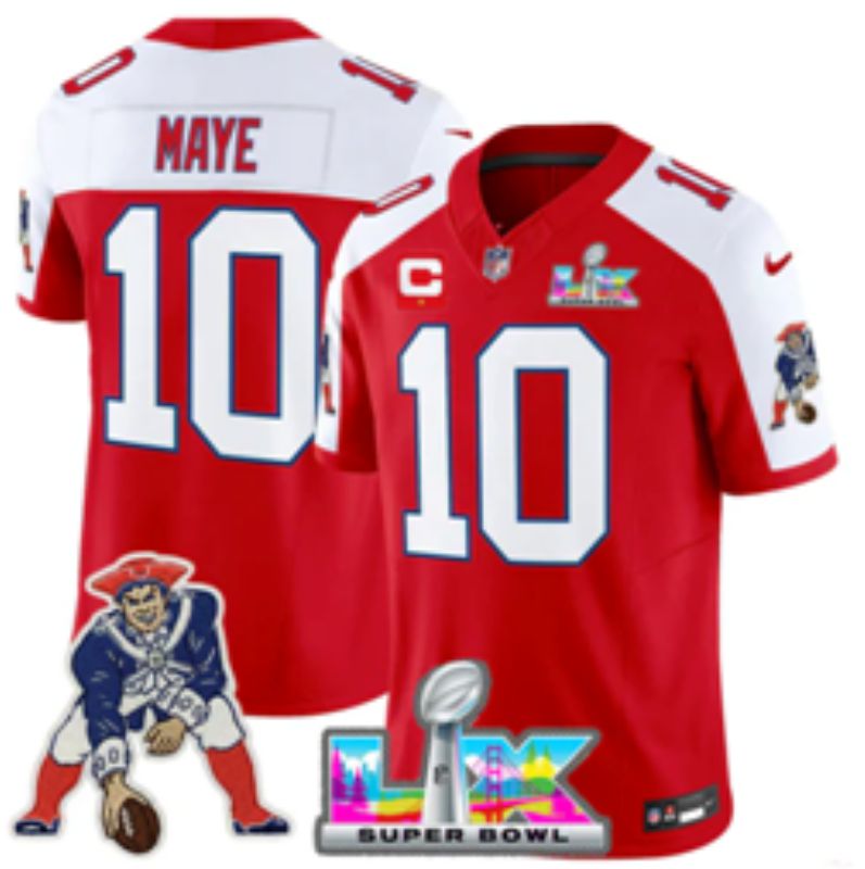 Men 2026 New England Patriots #10 Maye Red Super Bowl Nike Limited NFL Jersey style 04->new england patriots->NFL Jersey
